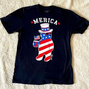 ‘Merica Patriotic Bear Black T-Shirt Size Medium
